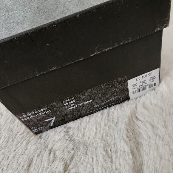 NEW J. Crew Anya Scrunchie Ballet Flats Suede Fuchsia Pink 7 - Picture 9 of 9